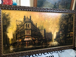 lot 138 image: LARGE Mid Century Framed Textured Print 