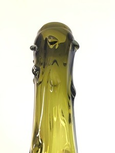 lot 155 image: Large Vintage Organic Green Hand Blown Art Glass Vase