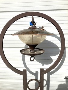 lot 107 image: Copper Outdoor Bird Feeder w Stand