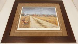 Framed & Matted Picture Of Old Home Reunion By Les C. Kouba & Signed By Him-26  x  31