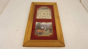 Framed Battery Operated Roman Numeral Wall Clock With A Buck Picture On Bottom Half--(Wonder Graphics, Inc.--Melville, NY-- 10  x  24
