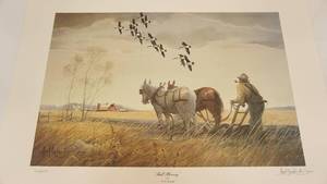 Signed Print By Les C. Kouba--Fall Plowing--Koubas American Classic Series  #1--22  x  29