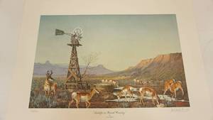 Signed Print By Les C. Kouba Antelope In Ranch Country--Koubas American Classic Series #5--22  x  29