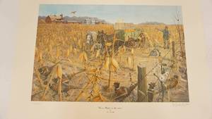 Signed Print By Les C. Kouba  Corn Pickin In The 1930s--Koubas American Classic Series #4--22  x  29