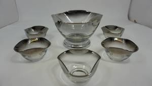 Six Piece Smokey Grey W Scalloped Rim Bowls