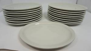 17 White Stoneware Plates