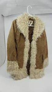 Brown Suede With Light Tan Fur Trim Coat From Seventy Seven  (77) --Size Medium