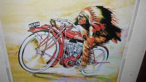 lot 28 image: Framed Indian Motorcycles.
