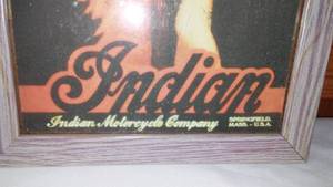 lot 31 image: Indian Motorcycle Advertising Framed.
