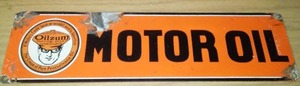 lot 131 image: Oilzum Authentic Sign, Metal.
