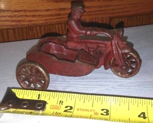 lot 148 image: Cast Motorcycle and Sidecar. Great