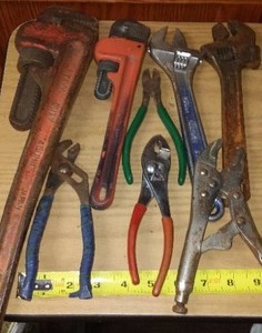 lot 172 image: Wrenches, Pipe, Channel, Vice and more.