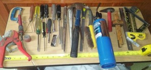 lot 173 image: Screwdrivers, Cutter Hammer, Squares, Punches and more.