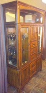 lot 111B image: Matching Wood Hutch, Buffet. Fabulous display & storage. Lighted.