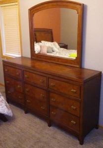 lot 155A image: Klaussner Long Dresser, 9 drawer and Mirror.   Excellent