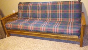 lot 208E image: Foldout Futon couch  sleeper. Solid