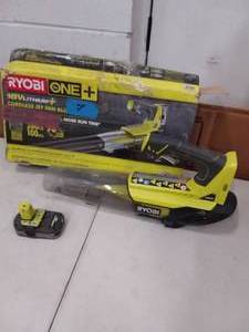 RYOBI ONE 18V 100 MPH 280 CFM Cordless Battery Variable-Speed Jet Fan Leaf Blower with  Battery