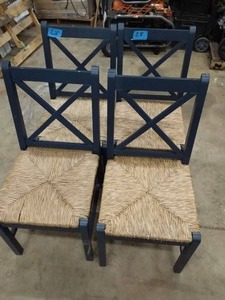 Dorsey Midnight Blue Wood Dining Chair with Cross Back and Rush Seat (Set of 4) (17.72 in. W x 35.43 in. H)