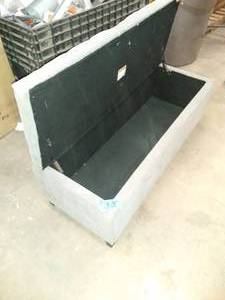 Button Gray Storage Ottoman