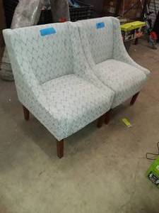 2 Swoop Gray Geometric Upholstery Accent Chair