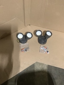 (2) Commercial Electric 2-Head Bronze Outdoor Integrated LED Security Flood Light 1200 to 2400 Lumen Boost Dusk-to-Dawn 4000K Bright White See Pictures