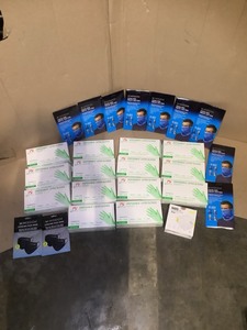 Medium Latex 100 Gloves, Misson Cooling Neck Gaiter Masks Plus Black Unisex Masks See Pictures
