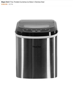 Magic Chef 27 lbs. Portable Countertop Ice Maker in Stainless Steel. See Pictures