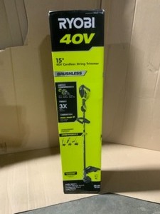 RYOBI 40V Brushless Cordless Battery Attachment Capable String Trimmer with 4.0 Ah Battery and Charger. See Pictures