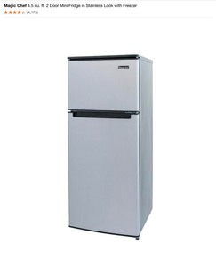 Magic Chef 4.5 cu. ft. 2 Door Mini Fridge in Stainless Look with Freezer. See Pictures