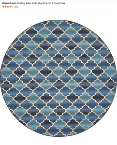 Unique Loom Outdoor Eden Trellis Blue 8 0 x 8 0 Round Rugs. See Pictures