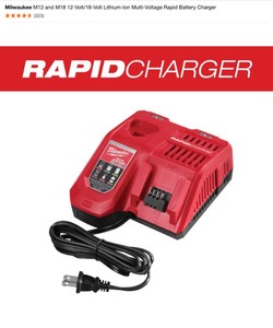 Milwaukee M12 and M18 12-Volt18-Volt Lithium-Ion Multi-Voltage Rapid Battery Charger, Drill & Impact Driver. Various Conditions. See Pictures