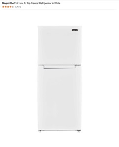Magic Chef 10.1 cu. ft. Top Freezer Refrigerator in White. See Pictures