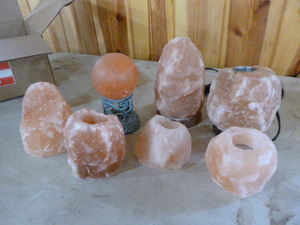 lot 49 image: Rock Lamp and Candles Holders