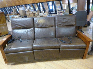 lot 81 image: Brown Leather-Like Sofa