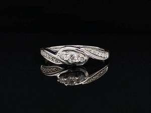 Estate Diamond 3-Stone Promise Ring in 10k White Gold