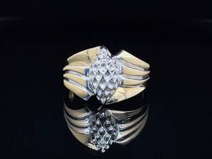Estate Vintage Woven Pineapple Scalloped Fashion Ring in 14k Two-Tone Gold