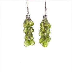 Estate Vibrant Peridot Bouquet Cluster Bead Dangle Earrings in 925 Sterling Silver