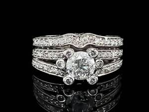 Estate 2.00 Carat Diamond Cluster Matching Engagement & Wedding Ring 2-Piece Set in 14k White Gold VIDEO