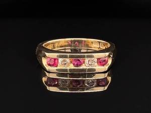 Classic Natural Ruby & Diamond Channel Estate Ring in 14k Yellow Gold VIDEO
