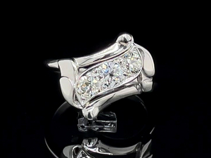 Estate Antique Fine Diamond Old European Cut 3-Stone Free Form Ring in 14k White Gold VIDEO