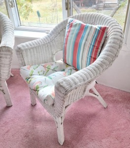 Pair of White Wicker Armchairs