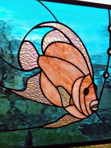 Beautiful Bright and Fun Stained Glass Fish Panel