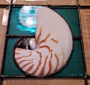 Artist Created Stained Glass Shell Panel