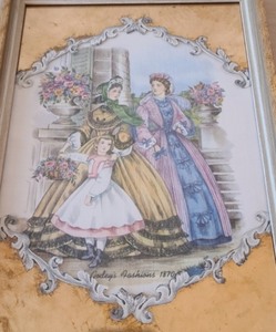 Pair of Vintage Framed Godeys Fashion Prints