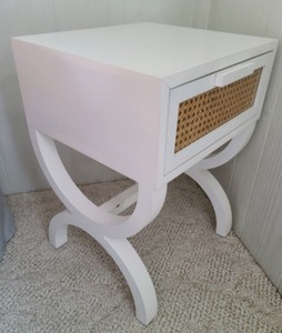 Single Drawer White Accent Table