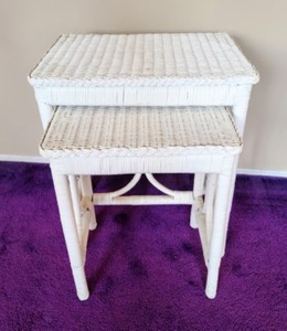 White Wicker Nesting Tables