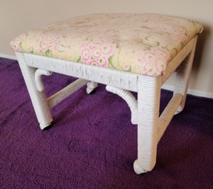White Wicker Bench