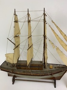 lot 12 image: Large Antique Hand Made Carved Wooden Sailing Ship