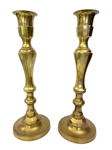 lot 17 image: Large Vintage Solid Brass Candle Stands