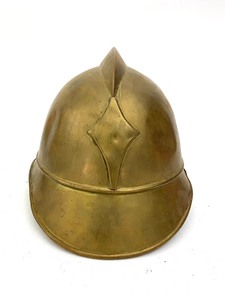 lot 24 image: Antique Brass German Firefighters Helmet
